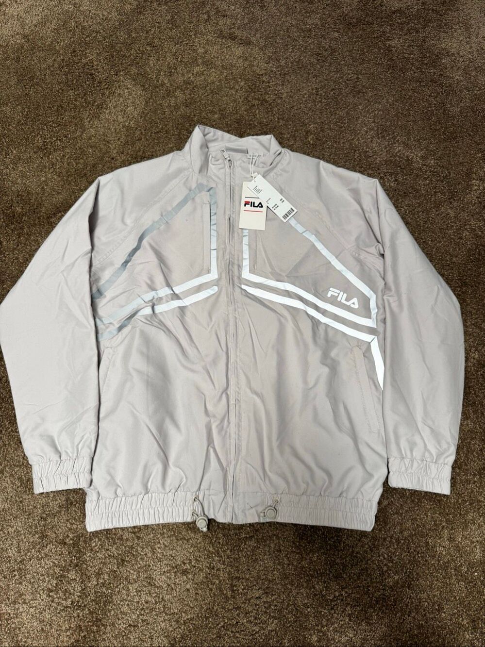 FILA UO Men's Gray Exclusive Reflective Full Zip Utility Track Jacket Small NWT